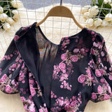 DAIIIBABYYY  -  Elegant sweet  asymmetrical print o-neck puff Sleeve Dress Vacation Slim Women Party mermaid summer dresses