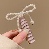 DAIIIBABYYY  -  Fashion Beaded Bow Telephone Wire Hairband Ponytail Braid Elastic Spiral Rubber Band Simple Hair Ties For Girls Hair Accessories