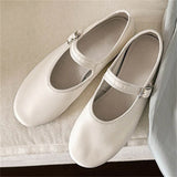 Daiiibabyyy  Cosy Soft PU Leather Round Toe Flats Heels Woman Sandals Concise Buckle Strap Shoes Fashion Summer Zapatos De Mujer