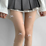 Daiiibabyyy  Bow Lolita Kawaii Tight Pantyhose Tights Women Rhinestone JK Sweet Girls Thigh High Stockings Pantyhose Diamond Shiny Cute Women