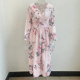 Daiiibabyyy  Women floral Chiffon Flower Dress trends new in Ladies Elegant V Neck short Sleeve korean style Summer Dress Female Clothes