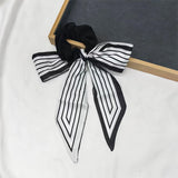 DAIIIBABYYY  -  Printed Bow Hair Rope Elegant Ribbon Ponytail Hair Band For Women Sweet Rubber Band Hair Ring Fashion Headdress Hair Accessories