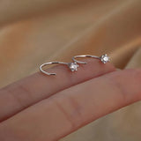 Daiiibabyyy  1 Pair Fashion Shiny Cubic Zircon Ear Cuff For Women Exquisite Crystal Non-Piercing Clip Earrings Wedding Party Jewelry