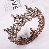 Daiiibabyyy  Baroque Pink Black Crystal Rhinestone Round Crown Tiara Hair Jewelry Wedding Hair Accessories Bridal Queen Party Crowns