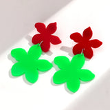 Daiiibabyyy  Sweet Acrylic Colorful Flower Dangle Earring for Women Five Petal Floral Pendant Earrings Holidays Jewelry Accessories