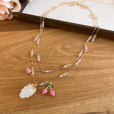 Daiiibabyyy  New Strawberry Necklace Set INS Trendy Cherry Flower Cherry Butterfly Pendant Choker for Women Jewelry