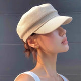 DAIIIBABYYY  -  French Retro Hollow Woven Flat Top Berets Cap for Women Summer Thin Breathable Versatile Sunscreen Casual Literary Newsboy Hat