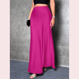 Daiiibabyyy  Black Elegant Satin Midi Skirt Women High Waisted Fashion American Draped Skirt Solid Sexy Bodycon Classic Spring Summer Skirt