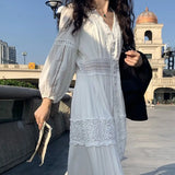 DAIIIBABYYY  -  Bohemian Skirt Early Autumn New French Sweet and Gentle Long First Love Stunning Lace Dress for Women