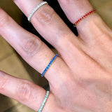 Daiiibabyyy  Y2K Colorful Full Zircon Open Ring Women Dopamine Thin Band Stackable Plain Ring Sweet Romantic Aesthetic Couple's Hand Jewelry
