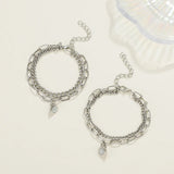 DAIIIBABYYY  -  2Pcs Bracelets for Women Men Fashion Couple Cuff Jewelry Vintage Chains Heart Magnet Bracelets Korea  Trendy Pulsera