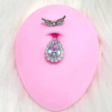 Daiiibabyyy  Y2K Jewelry Shiny Crystal Heart Wings Navel Ring Sexy Cool Accessory Geometric Fashion Navel Rings Body Piercing