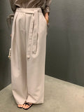 DAIIIBABYYY  -  Strap Design Pleated Casual Pants Women Summer New Niche Versatile Hanging High Waisted Straight Leg Trousers