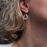 Daiiibabyyy  Fashion Metal Crystal Round Drop Earrings for Women Luxury Gold Color Double Layered Circle Ear Buckle Wedding Jewelry Gifts