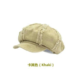 DAIIIBABYYY  -  American Retro Rough Edge Octagonal Hats for Women Spring and Autumn Travel Casual Versatile Literary Cloud Berets Cap