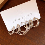 Daiiibabyyy  Three Pieces Geometric Round Pleated Stud Earrings Sets Minimalist Personality Light Luxury Exquisite Ear Jewelry Set for Women