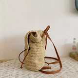 Daiiibabyyy  Backpack, Korean Version Woven Bag, Versatile Backpack, Single Shoulder Dual-Use Bag, Beach Bag, Large Capacity Woven Backpack