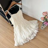Daiiibabyyy  Sweet Feather Bow Dress Women Fashion Summer Chain Sling Robe Femme Vestidos Sexy Party Beach A-line Pleated Cute Dresses
