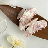 Daiiibabyyy  8cm Pink Marble Butterfly Acetate Hair Claw Clip Korean Style Fashion Hair Accessories for Women Girls