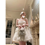 DAIIIBABYYY  -  Elegant Bow Mini Dress Women Fairy Party Prom Lace Strapless Dresses Summer Korean Sexy Backless Bodycon A Line Vestidos