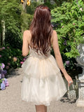 DAIIIBABYYY  -  Sweet Fairy Mini Dress Elegant Strapless Off Shoulder Princess Ruffles Birthday Party Dresses Summer Ball Gown Short Vestidos