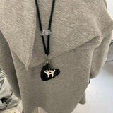 Daiiibabyyy  Women's Necklace Sweet Cool Style Heart Shaped Kitten Woven Necklace InS Style High End  Fashion Sweater Chain Cute Bag Pendant
