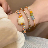 DAIIIBABYYY  -  Chinese Style Lion Hand Woven Bracelets Comfortable Colorful Rope Stackable Wrist Chain Elegant Braide Bangle Adjustable Jewelry