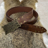 DAIIIBABYYY  -  Embossed Viking Renaissance Buckle Belt PU Printing Celtic Belt Knight Leather Medieval Waistband Cosplay Costume Accessories