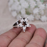 Daiiibabyyy  New Arrival Trendy Star Shiny Crystal Thai Silver Ladies Engagement Ring Wholesale Jewelry Cheap Women Never Fade