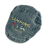 Daiiibabyyy  Cute Puppy Embroidery Washed Denim Forward Hat Men and Women Retro Big Head Short Brim Sunshade Flat Top Painter Cap Gorras
