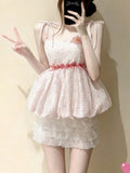 Daiiibabyyy  Y2k Sweet Japanese Vintage Lolita 2 Piece Sets Women Lovely Ruffle Tops + High Waist Skirts Kawaii Casual Cute Outfits New