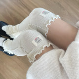 DAIIIBABYYY  -  Y2K Letter Label Knee-length Leg Cover Socks Ballet Strappy Ear Edge Calf Socks Stocking Lolita Gothic Japanese JK Stockings