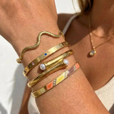 Daiiibabyyy  Classic Devil's Eye Stainless Steel Gold Plated Bracelets for Women Men Wave Twisted Stacking Bangles Wedding Party Jewelry