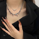 Daiiibabyyy  Fashion Metal Irregular Waterdrop Shape Pendant Necklaces for Women Gothic Hip Hop Clavicle Chain Chokers Statement Jewelry