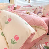 DAIIIBABYYY  -  Bedding Class A All Cotton Face Mask Dormitory Skin friendly Fresh Bed Sheet and Quilt Cover Pure Cotton Four piece Set Three