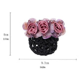 Daiiibabyyy  Spring Clip Beaded Crochet Hair Clip Barrettes For Flight Attendant Women Bun Net Crystal Hairnet Cover Zircon Flower Bun Snood