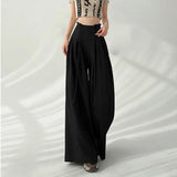 DAIIIBABYYY  -  Streetwear Wide Leg Pants Women Korean Black High Waist Suit Pants Summer Fashion Elegant Lace Up Straight Trousers New