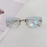 Daiiibabyyy  Y2K Stylish Rimless Sunglasses for Women Future Technology Sense Sun Glasses for Woman Korean Style Man Sun Glass