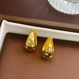Daiiibabyyy  Luxury Top Quality Smooth Star Zircon Hoop Earrings for Women Girls Metal Chunky Sun Rhinestone Ear Buckle Punk Y2K Jewelry