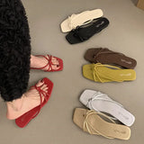 Daiiibabyyy 2024 Red Summer Women Slippers Fashion Women's Narrow Band Flat Flip Flop Shoes Ladies Casual Outdoor Beach Slides Sandalias Muj