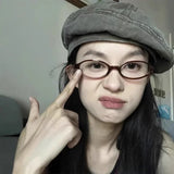 DAIIIBABAYYY  -  Retro Anti-Blue Light Glasses Women Sweet Girls Y2K Oval Frame Narrow Spectacles Eye Protection Vintage Computer Reading Eyewear