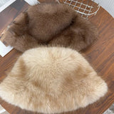 Daiiibabyyy  Winter Faux Fox Fur Bucket Hat Thickened Plus Size Fisherman Hat High Quality Cold-proof Warm Female Ear Protection Women Caps