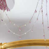 Daiiibabyyy  1 Meter Pink Purple Zircon Crystal Pendant Copper Chain for DIY Necklace Bracelet Clothing Chain Accessories