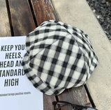 Daiiibabyyy  Japanese Retro Plaid Beret Female Summer Vintage Korean Cap Women Painter Hat Vintage Octagonal Hat 2026