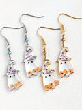 Daiiibabyyy  Creative Cute Ghost Dried Flower Epoxy Resin Handmade Earrings Halloween Fashion Jewelry Women and Girls Gifts
