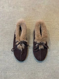 Daiiibabyyy  Retro Brown Satin Low Heel Pumps Women Fashion Bow Decorate Flat Loafers Autumn Winter Warm Fluffy Cotton Shoes Zapatos De Mujer