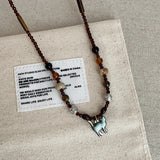 Daiiibabyyy  Cute Natural Stone Crystal Fritillaria Cartoon Cat Pendant Necklaces for Women Silver Plated Chain Beads Strand Chokers