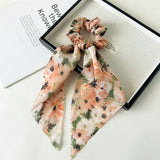 Daiiibabyyy  New Fashion Pastoralism Print Bow Scrunchies Hair Ribbon For Women Elastic Hair Band Girls Horsetail Hair Ties Hair Accessories