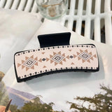 Daiiibabyyy  Western Leather Hair Claw Clips Sunflower Floral Square Claw Clips for Hairstyling Southwest Cow Print Cowhide Hair Accessories