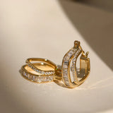 Daiiibabyyy  Elegant Artificial Zircon Inlaid Hoop Earring for Women Golden Trendy All-match & Exquisite Classic Huggies Jewelry Gifts